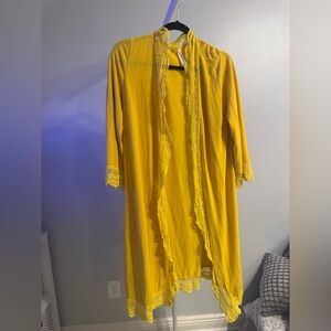 Tickled Teal Yellow Lace Cardigan